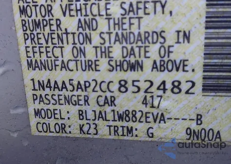 2012 Nissan Maxima 3.5 Sv from USA, damaged, VIN 1N4AA5AP2CC852482